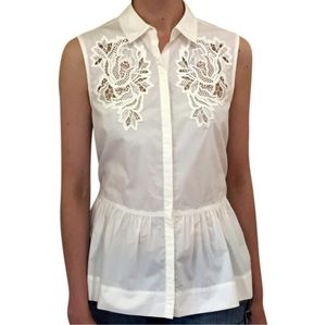 Rebecca Taylor white sleeveless poplin top blouse size 0